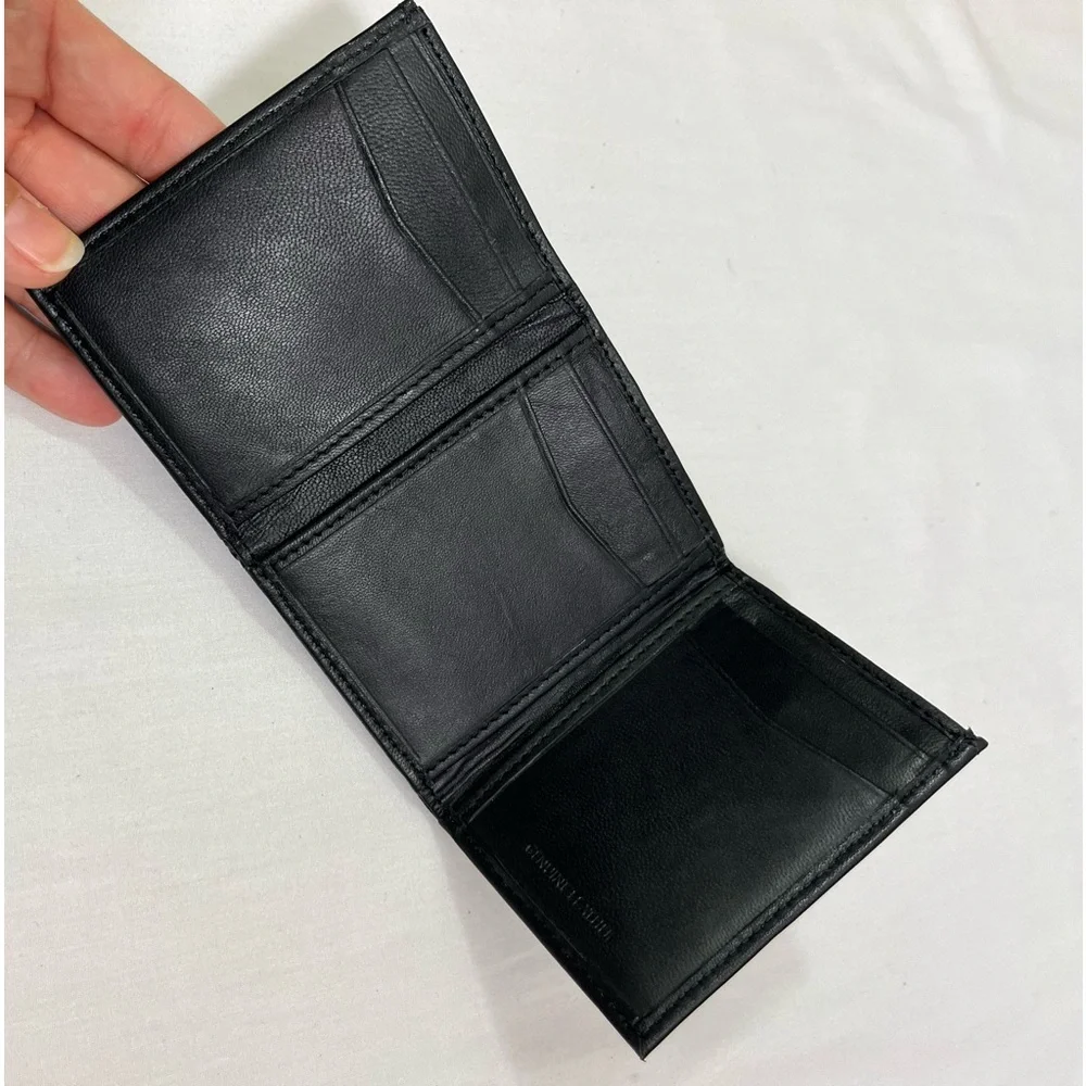 Black Leather Trifold Wallet